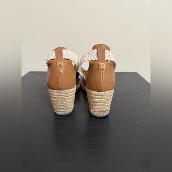 Sperry Top-Sider Espadrille Valencia Wedge Canvas Blue Stripe Womens 8.5M - Picture 5 of 7